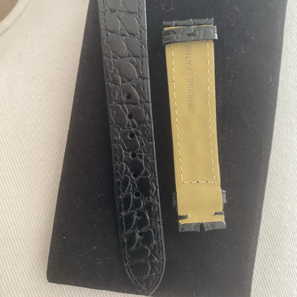 Vintage Chanel Black Leather Watch Strap 18mm and 16mm at the buckle